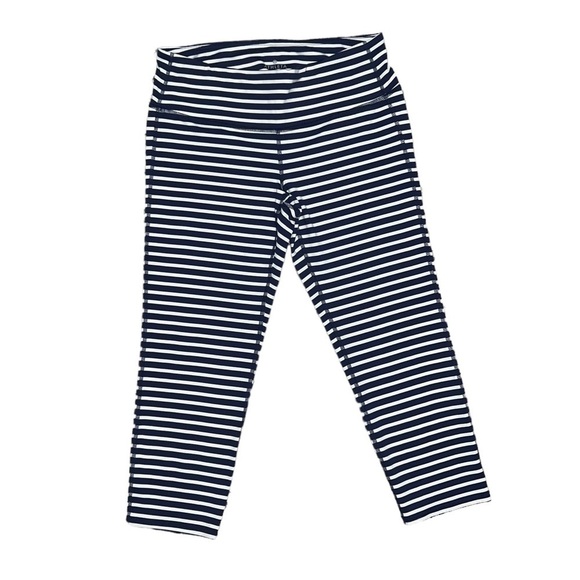 Athleta Striped Cropped Leggings. Size: M Color: Dark Blue and White - Picture 1 of 9